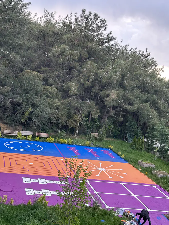 Okul Bahçesi Zemin Oyun Alanı Çizgileri