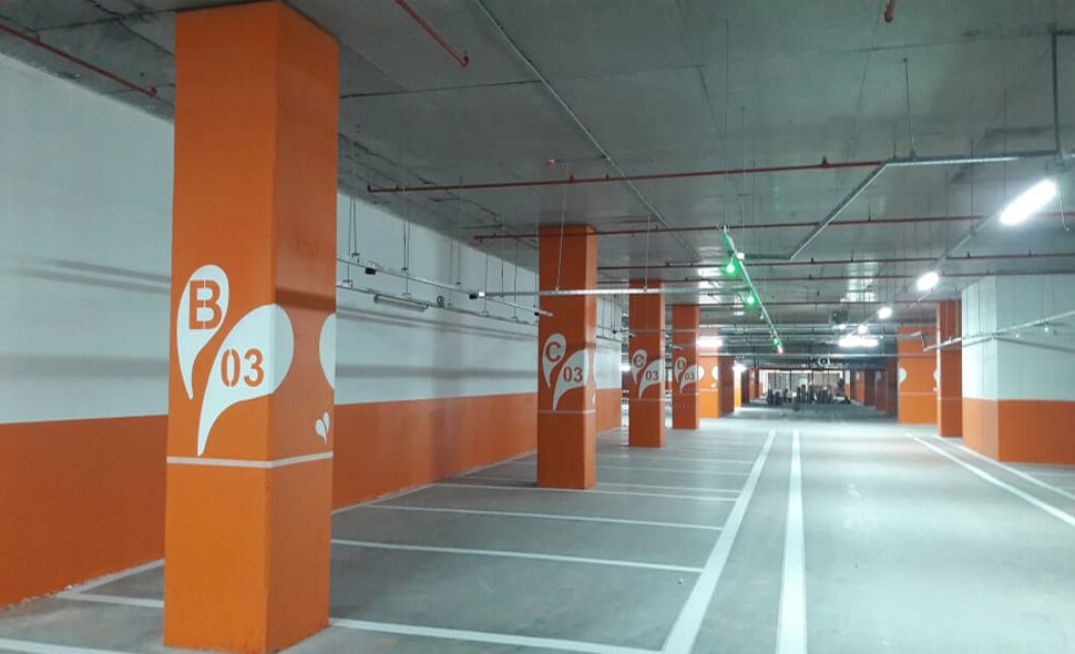 Kapalı Otopark Kolon ve Duvar Kuşak Boyama