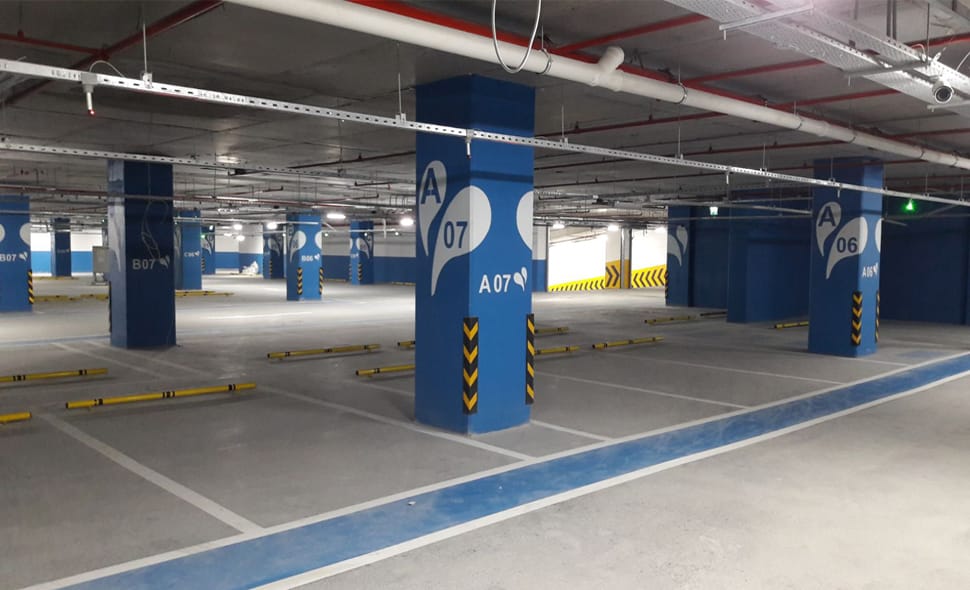 Kapalı Otopark Kolon ve Duvar Kuşak Boyama